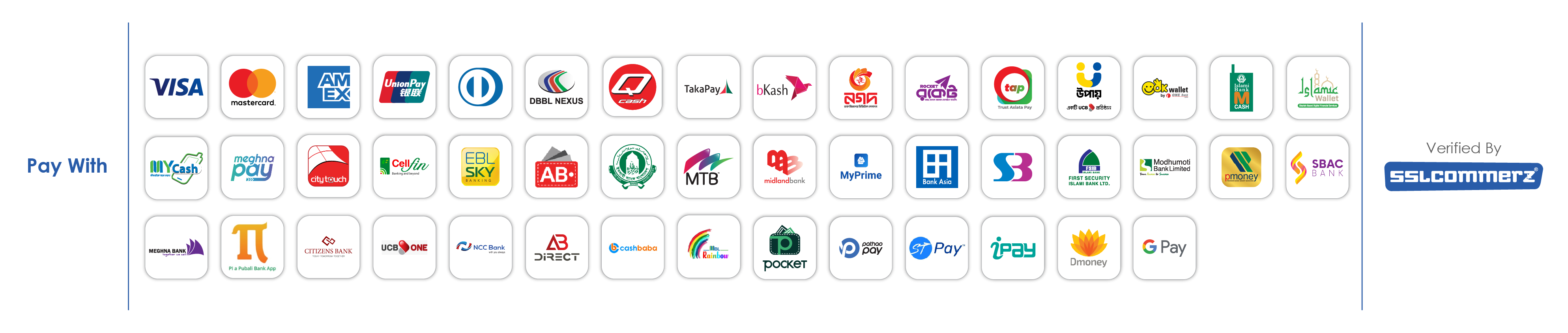 Accepted Payment Methods - SSLCOMMERZ
